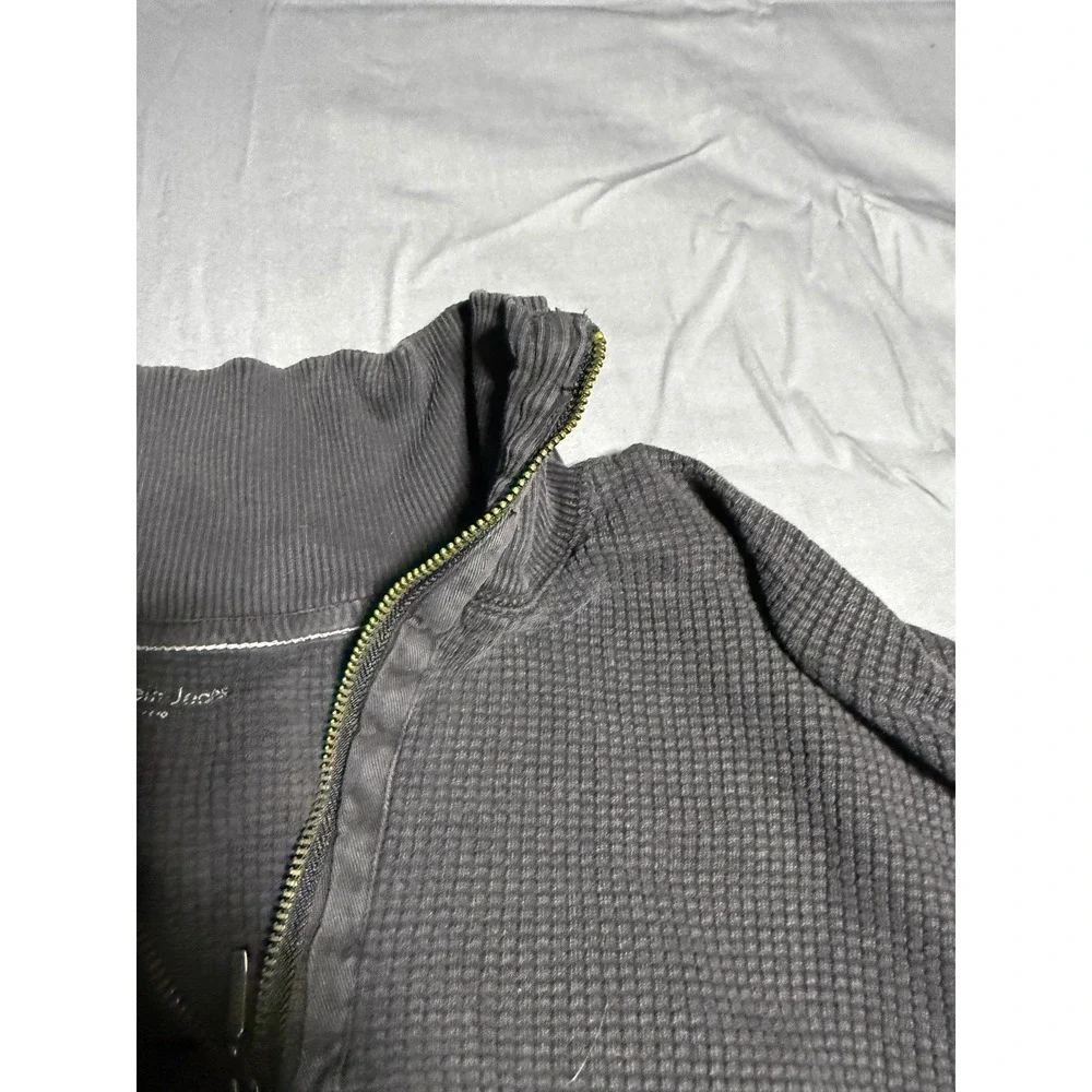 Calvin Klein Jeans Quarter Zip Pullover Mens XL Gray Good Waffle Knit Thermal